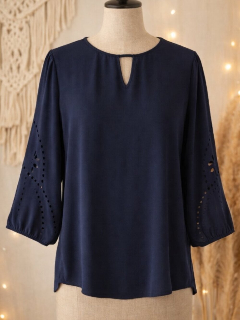 41 Hawthorn Cut-Out Sleeves Navy Top XL Minimalist Office Casual Modern Classic